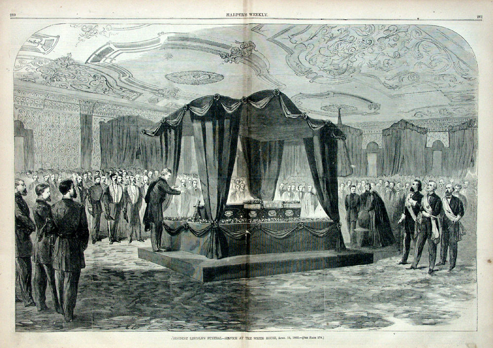 Abraham Lincoln Lying in State in White House Green Room