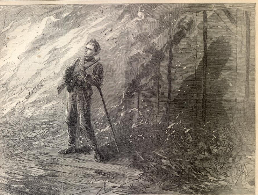 John Wilkes Booth in Burning Barn