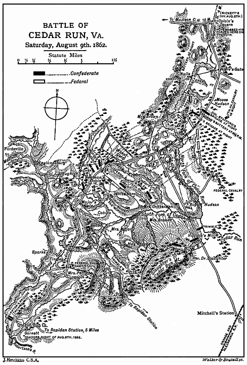 Map of the Battle of Cedar Run, Virginia