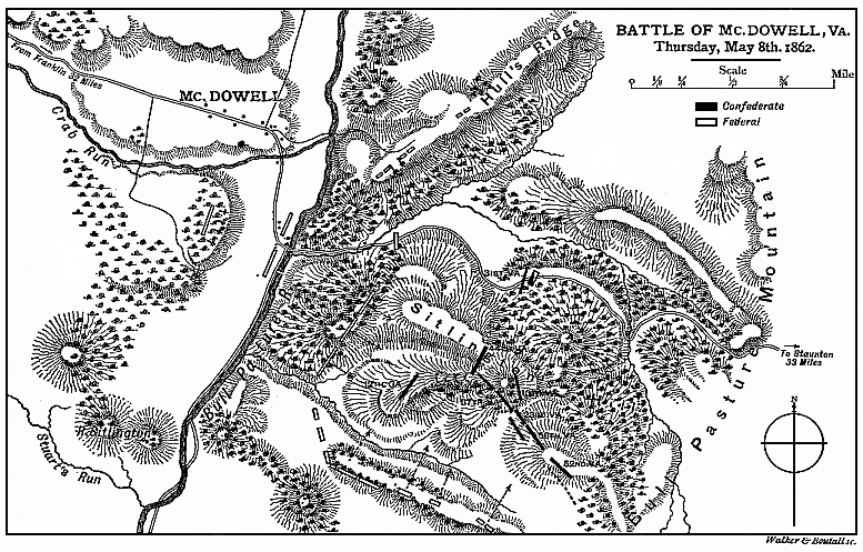 Map of the Battle of Mc.Dowell, Va., Thursday, May 8th, 1862.