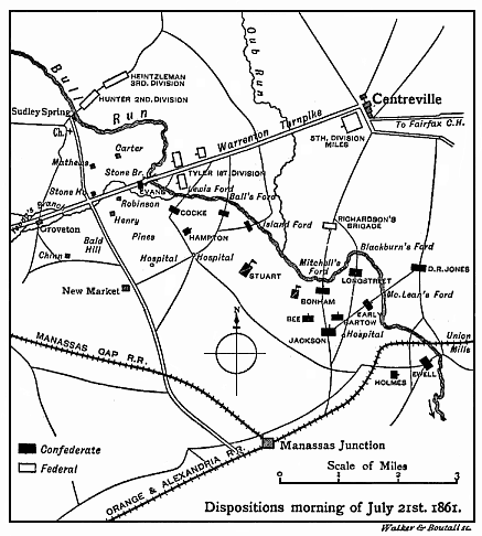 Civil War Battle Map of Bull Run