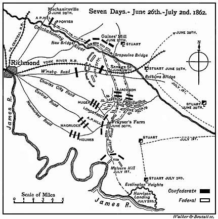 Map of troop positions for the Seven Days  Battle