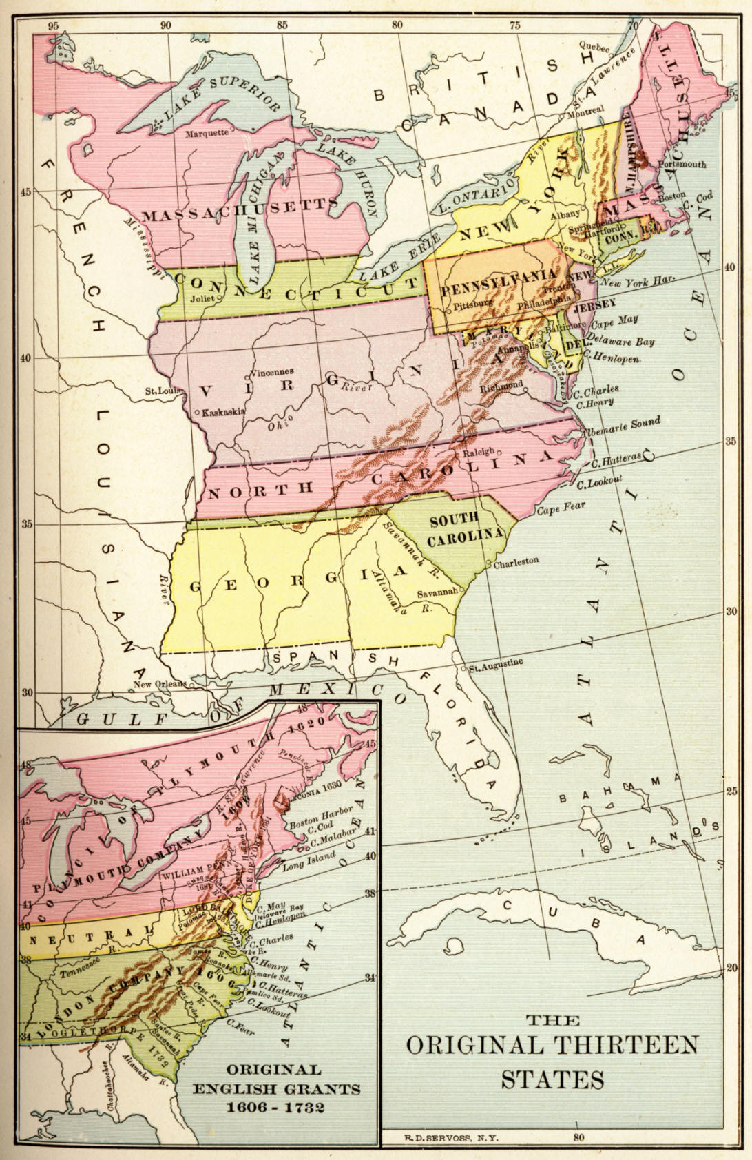 Original 13 States Map